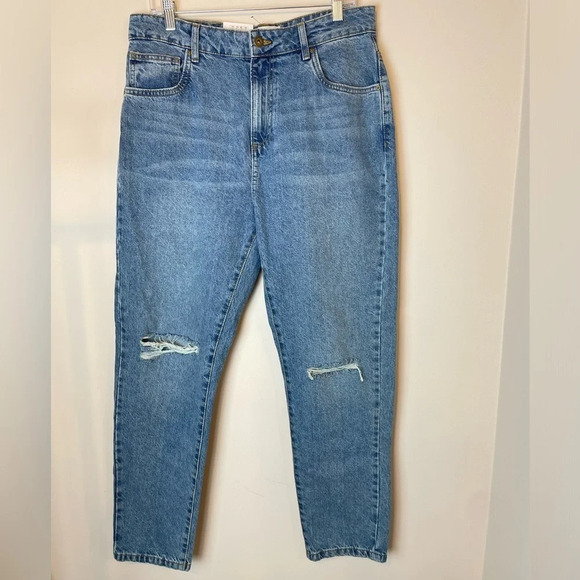 Cotton On Denim - Cotton:On | Women's Medium Wash Distressed Mom Jeans Denim Size 10 High Waisted